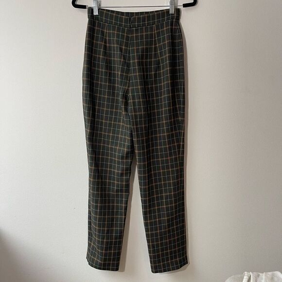 Gaggle Women's Dress Pants Plaid Checkered Zip Closure 2 Pocket Straight Green - Picture 1 of 9